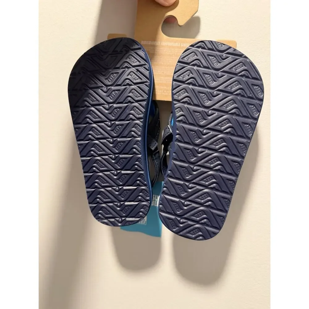 Reef Flip Flops Boys Size 9 Little Ahi Sandals Navy Blue NEW NWT